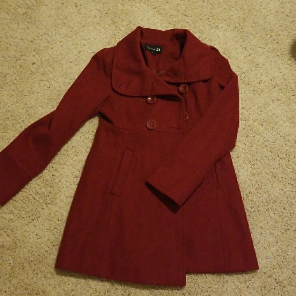 Pea coat Burgundy/red forever 21